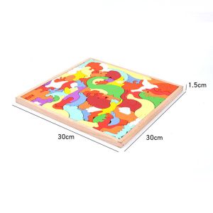 ISO Stereoscopic Wooden Animal Puzzle For Kids Early Education