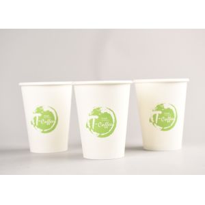 White Disposable Coffee Paper Cups with Our Name and Logo on It