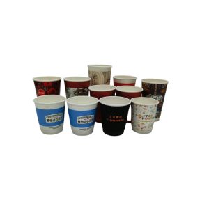 Restaurant Embossing Disposable Paper Cup Bowl With Lids Custom
