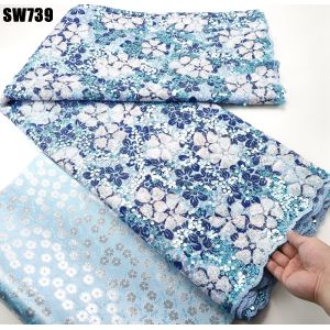 Top quality wedding dress pink tulle sequins lace African French Lace Fabric