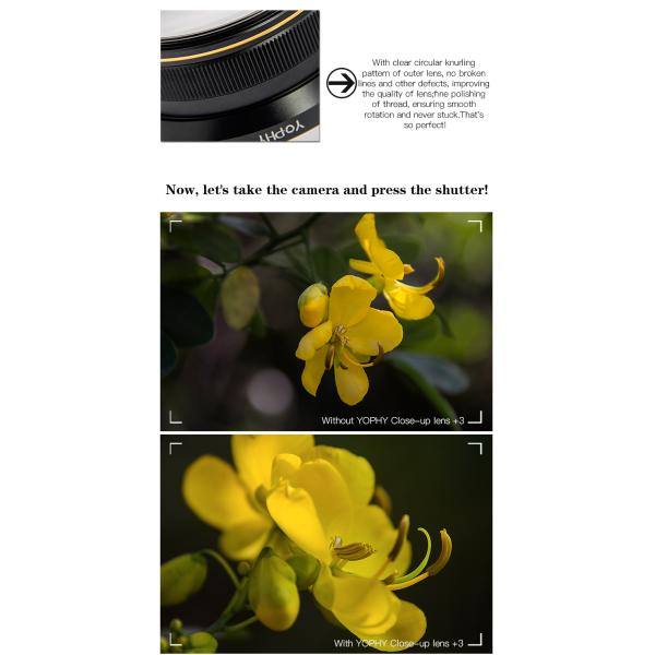 HD 3 Close Up Macro Lens , Dslr Macro Lens Double Sided Multi Layer Coating