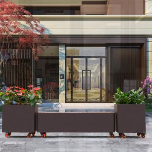 Removable garden flower pot chair with wheels planter box