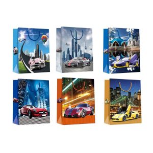 China Christmas Gift Paper Shopping Bags with car patters design Chinese Manufacturer on sale