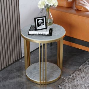 Stainless Steel Circular Sofa Side Table For Living Room