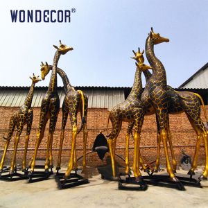 Outdoor Casting Statue Bronze Giraffe Sculptures for Garden