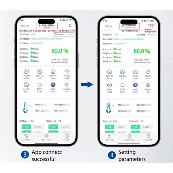 Enerkey BMS Protection Electric Vehicles Smart Bms 16S 17S 18S 19S 20S 21S 22S 23S 24S 100A 200A 300A with 8A Active Balance