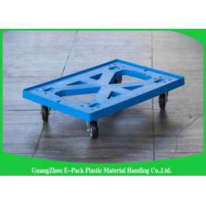 Flat Blue Plastic Moving Dolly Four Wheels 100% PP Materials For Industrial