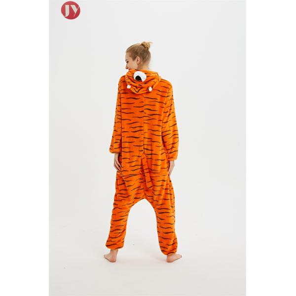 Women Tiger Onesie Pajamas , Tiger Adult Onesies Animal Head Hooded Embroidered