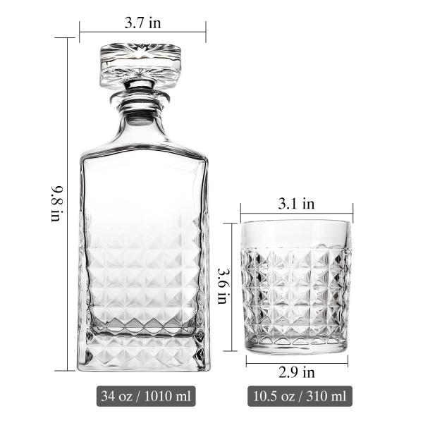 TANGSON 850ml Decanter House Glassware Crystal Whiskey Decanter Set