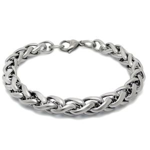 Silver Plated Titanium Stainless Steel Wheat Chain Bracelet (JCE394)
