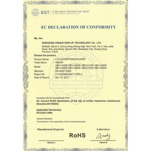 Shenzhen Unique Display Technology Co.,Ltd Certifications