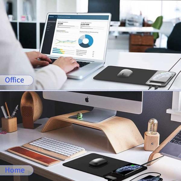 ABS PU 9V 2A Mouse Pad Wireless Charger 7.5W With Fast USB Ports