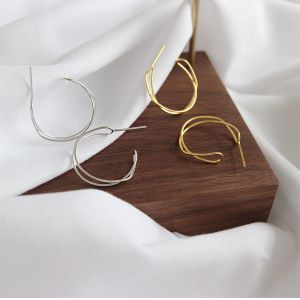 Lanciashow 925 Sterling Silver Jewellery Simple Interweave Twisted Hoop Earrings