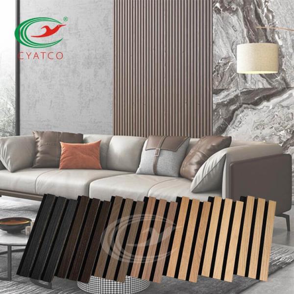 Curved Groove Wooden Acoustic Wall Panels Customized Thickness