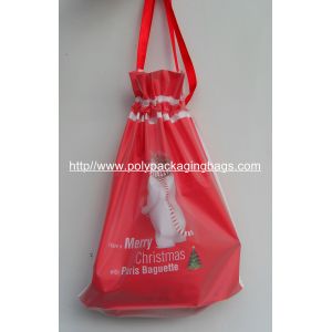 Red double-layer material outer CPE + inner PE plastic gift bag, drawstring bag