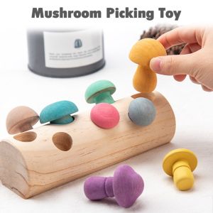 Educational Developmental Shape Wooden Mushroom Picking Game