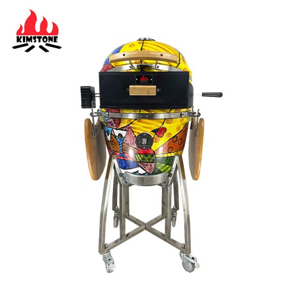 KIMSTONE 21 Inch Painted Kamado Ceramic Grill Kamado Rotisserie Charcoal Ceramic Bbq Wholesale