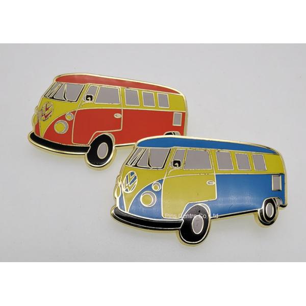 School Bus Brass Die Stamped 1/2" Hard Enamel Pin