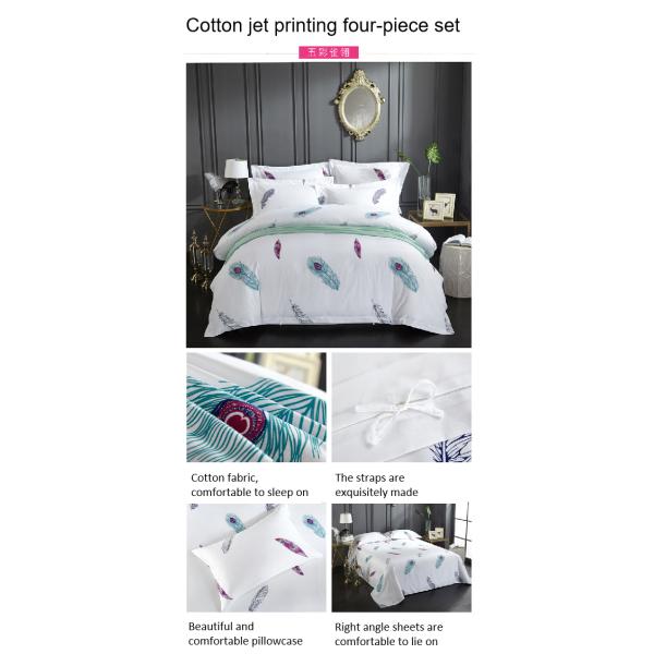 300tc Chinese Ethnic Style Printed Four-Piece Cotton Bedding Set for Popular Hotel