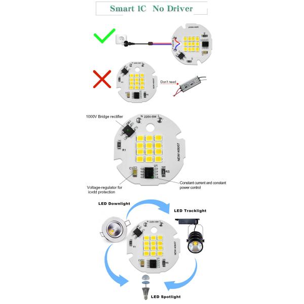 220V SMD LED Chip Cob Led 3000k Great Heat Dissipation For Spotlights