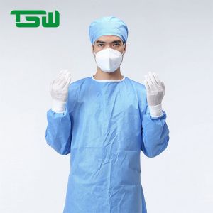 Sterile SMS Disposable Hospital Gowns With Rib Cuff
