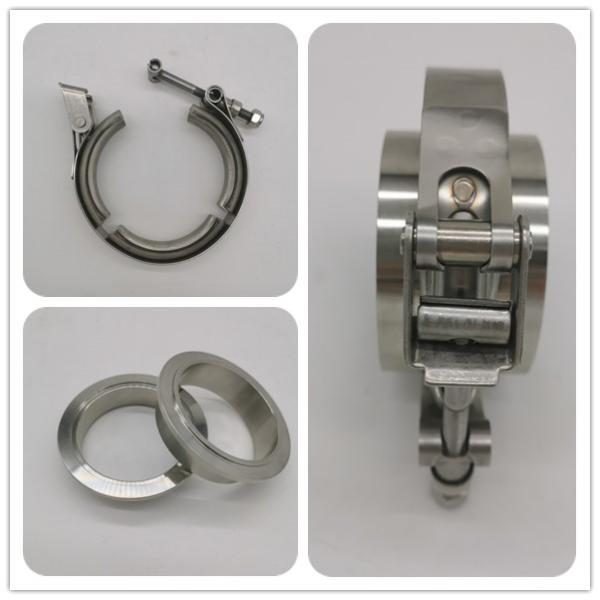 Stainless Steel 304 Quick Fittings 3 Inch Exhaust V Band Clamp With Flange