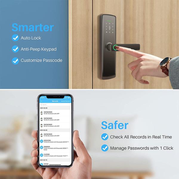 Electronic Fingerprint Smart Door Locks Automatic Locking 65mm For Home Office