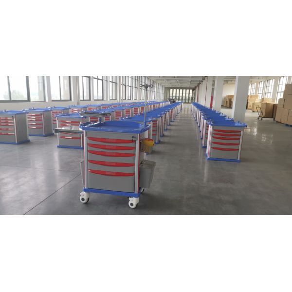 Hospital Medical Records Crash Cart ABS Emergency Medical Cart Trolley with Drawers Trolley Medical