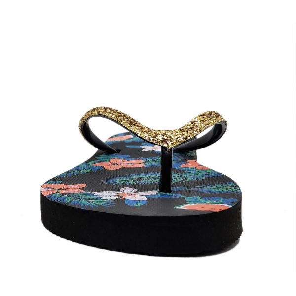 Glitter Uppers Floral Print Women's Flip Flops Shoes Sandals OEM Brand