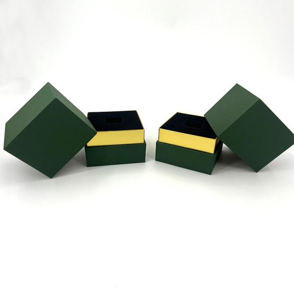 Emerald Square Candle Box Premium Green Hinged Packaging With Gold Trim Custom Logo Printing