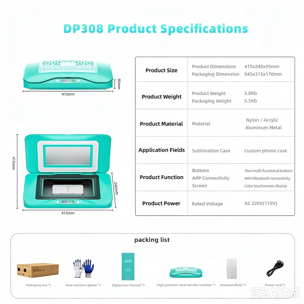 Universal Mold Compatible Design Custom Pattern Service 3D Curved Surface Transfer for Cell Phone Case 3D Film Transfer Machine