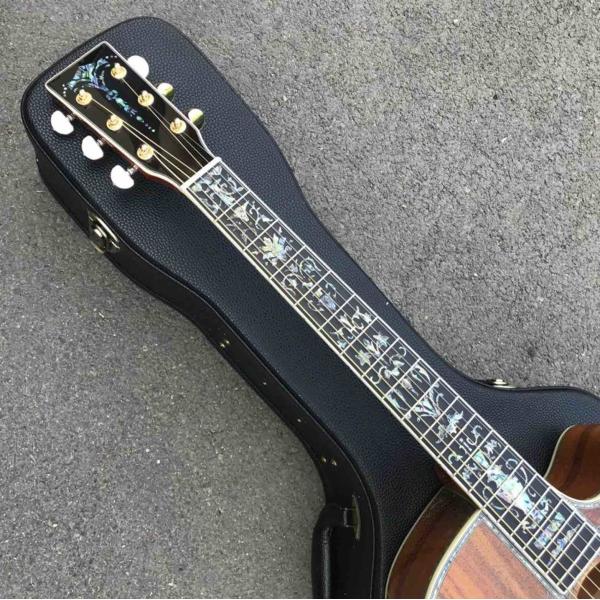 Factory Cutaway 41 Inch KOA Wood Acoustic Electric Guitar Ebony Fingerboard Abalone Inlays D Style KOA Guitar
