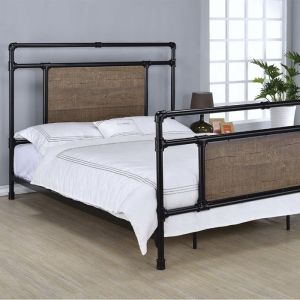 Modern Single Layer Black Pipe Frame ODM Metal Iron Bed Industrial