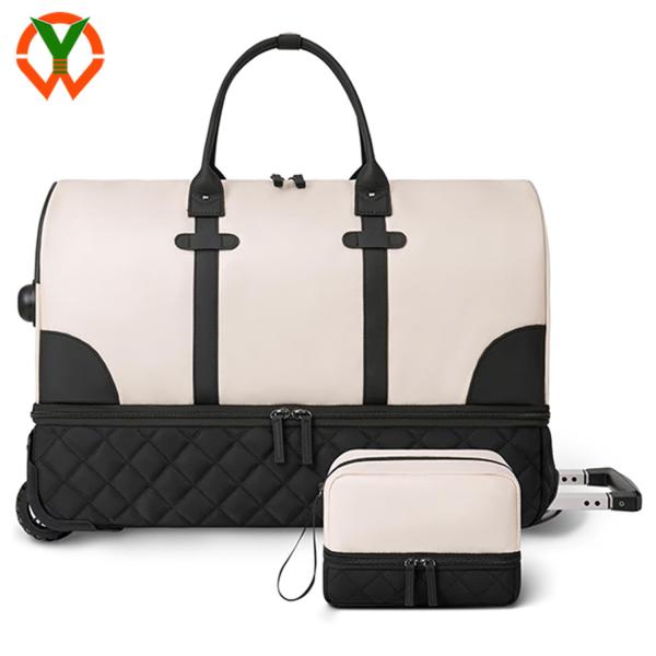 21 Inch Large Capacity Rolling Travel Bag With Shoe Compartment And Wheels For