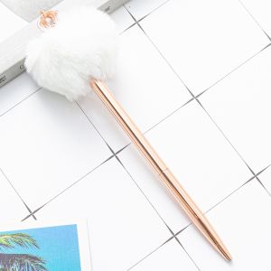 Lightweight Feather Fluffy Pom Pom Pen Metal Material Smooth Writing