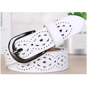 White Width 35mm Women's Fashion Leather Belts Custom Logo