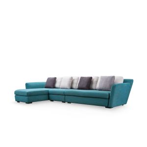 5 Seater Couch L Shape Blue Fabric Corner Sectional Sofa