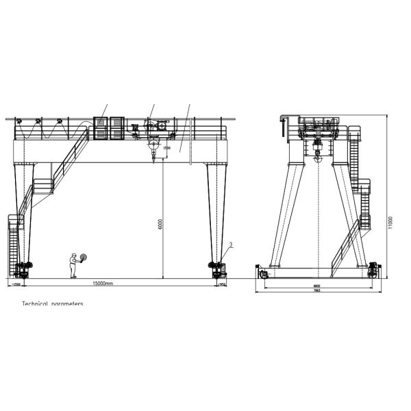 250T MG Model A Frame Double Beam Gantry Crane With Cantilever
