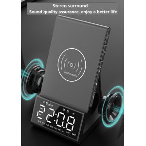 Bluetooth alarm clock speaker with 10W Phone Wireless charging function