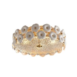 JYLIGHTING Luxury French Romantic Ceramic Flower Glass Chandelier Hanging Light