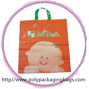 Environmental Friendly Green Recycled Plastic Handle Bag For Shopping