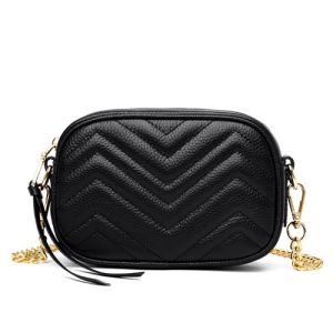 18cm 12cm Female Crossbody Bag Zippered Small Black Square Purse