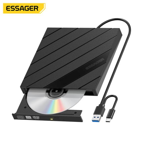 Buy USB 3.0 Type C External CD DVD Reader Writer For Pc Laptop, High Speed Optical Drive Reader Burner ESSAGER B12-Y at wholesale prices