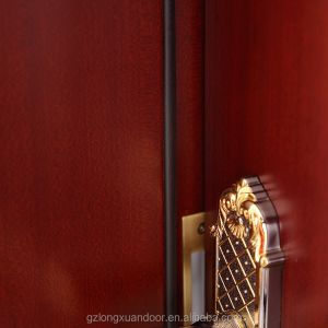 Swing Single Solid Wooden Laminate Doors PU Painting ISO9001