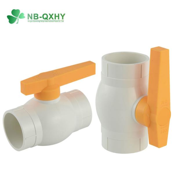 PVC Straight Through Type Channel Plastic Ball Valve with Yellow Handle and