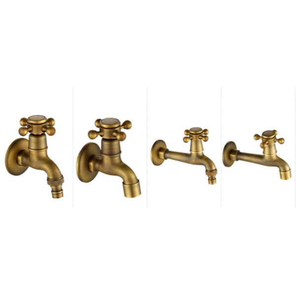 Antique Brass Bibcock 4 6 Point CE Outdoor Water Tap And Sprayer