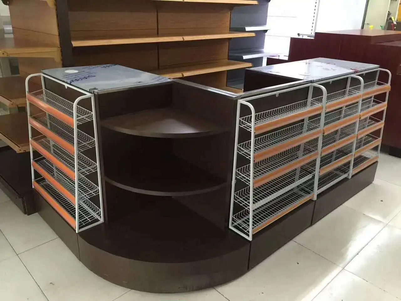 Factory customization comptoir de boutique meja kasir supermarket cashier counter