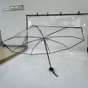 21 Inches 5 Folding Coverage Transparent Umbrella For Rain Manual Open Function