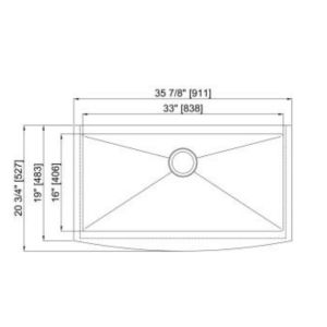Handmake 36'' Apron Stainless Steel Kitchen Sink Brushed