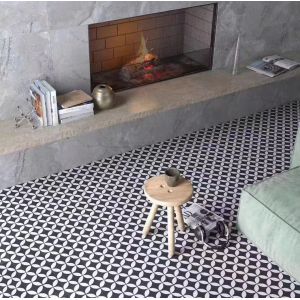 Black and White 20x20cm Ceramic Rustic Tile for Indoor Floor and Wall